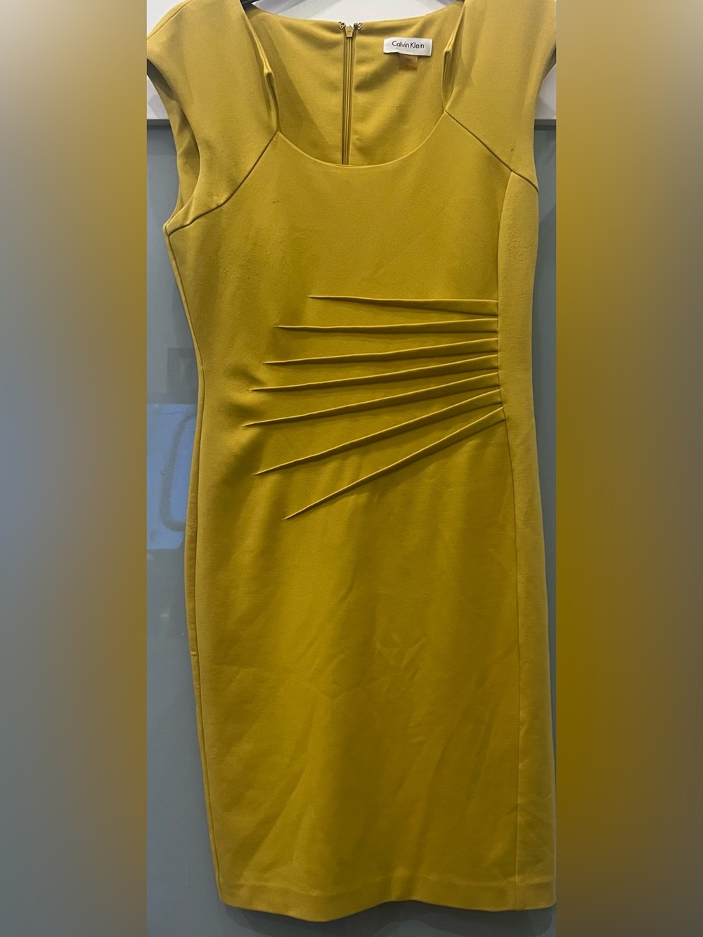 Calvin Klein Mustard Yellow Sheath Dress Size 6